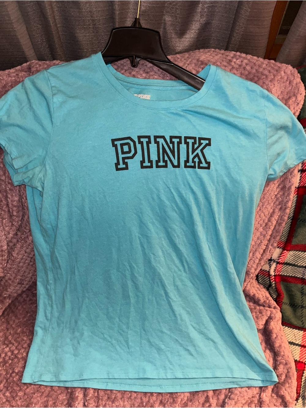 PINK Teal Crewneck Logo Tee shirt. Womens XL